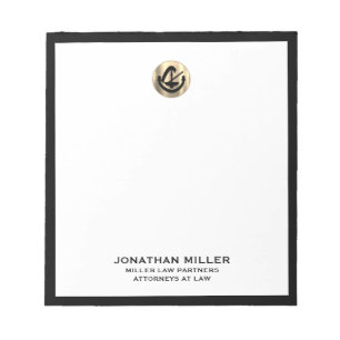 Rechtsanwaltskanzlei für berufliches Gold-Logo Notizblock