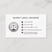 Rechtsanwaltskanzlei für Weiß und Schwarz Visitenkarte (Rückseite)