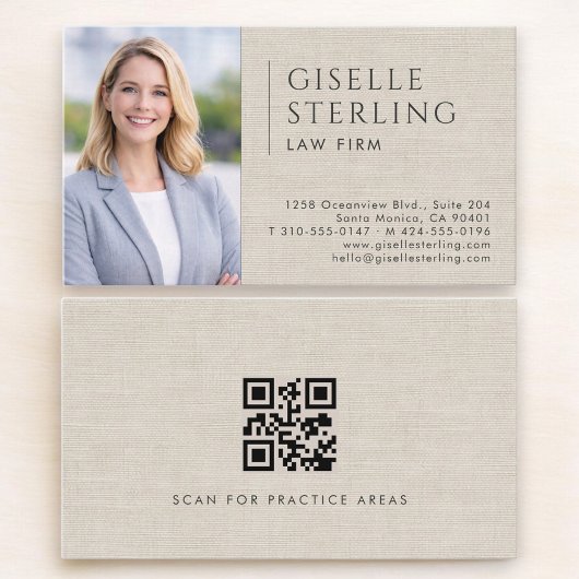 Rechtsanwaltskanzlei-Leinen-Foto-QR-Code Visitenkarte