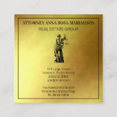 *~* Rechtsanwaltskanzlei Scales Gold Foil AP15 Quadratische Visitenkarte (Rückseite)