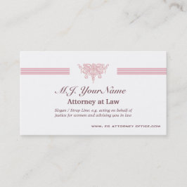Rechtsanwaltsluxusstreifen und rosa visitenkarte