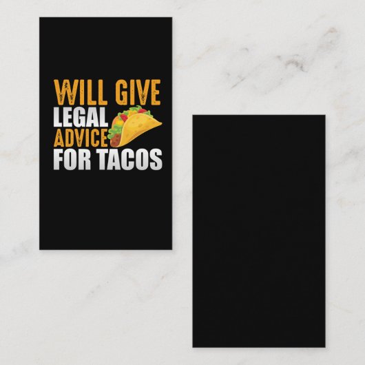 Rechtsbeistand für Tacos Mexican Lawyer Food Lover Visitenkarte (Vorne/Hinten)