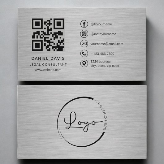 Rechtsberater Metal QR Code Visitenkarte