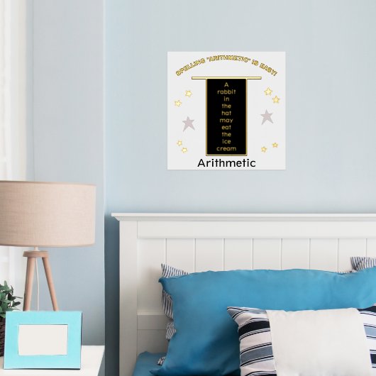 Rechtschreibende Arithmetik-Kaninchen in Hut-Gold- Foliendrucke (In Situ (Schlafzimmer))