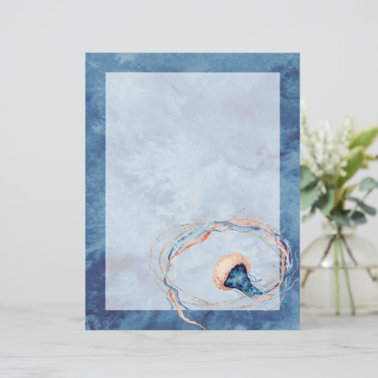 Rechtschreibpapier für Quallenfische Wasserfarbe, (Stehend Vorderseite)