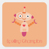 Rechtschreibprüfung für Roboter Quadratischer Aufkleber (Vorderseite)