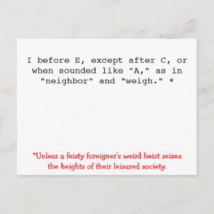 Rechtschreibregeln: I vor E Postkarte