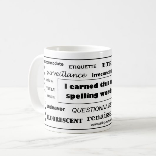 Rechtschreibung der Preis-Tasse Kaffeetasse (Vorderseite Links)