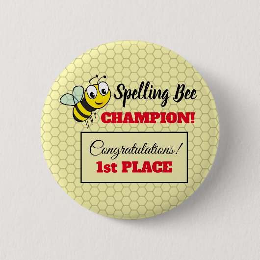 Rechtschreibwettbewerb Bee Award Champion School Button (Vorderseite)