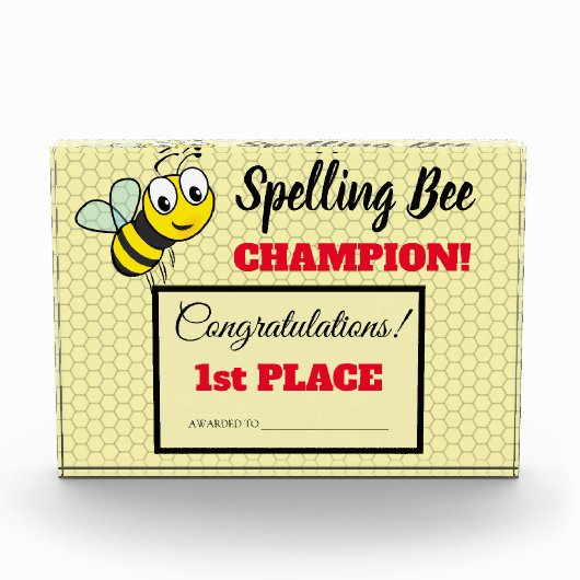 Rechtschreibwettbewerb Bee Award Champion School Fotoblock (Vorderseite)