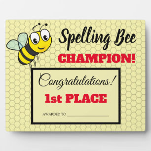Rechtschreibwettbewerb Bee Award Champion School Fotoplatte