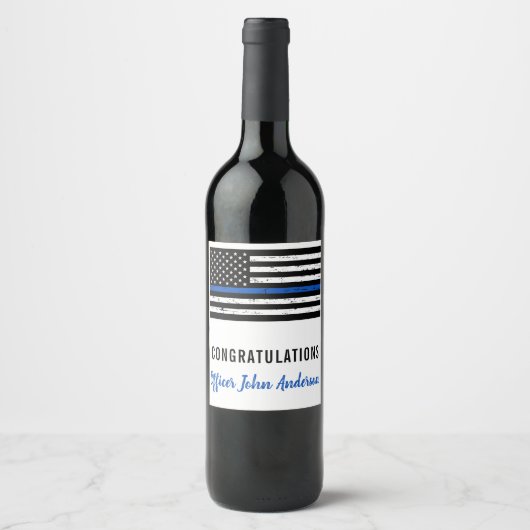 Rechtsdurchsetzung der Polizei in der "Blue Line" Weinetikett (Vorderseite)