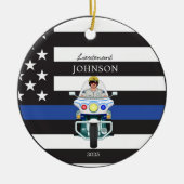 Rechtsdurchsetzung eines Motorrads mit blauer Lini Keramik Ornament (Vorne)