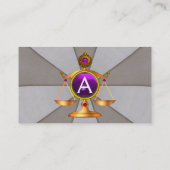 RECHTSKALA,ATTORNEY MONOGRAM Lila Grau Visitenkarte (Rückseite)