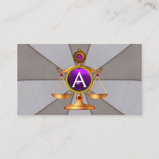 RECHTSKALA,ATTORNEY MONOGRAM Lila Grau Visitenkarte (Rückseite)