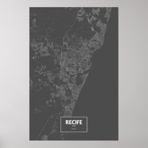 Recife, Brasilien (weiß auf Schwarzem) Poster