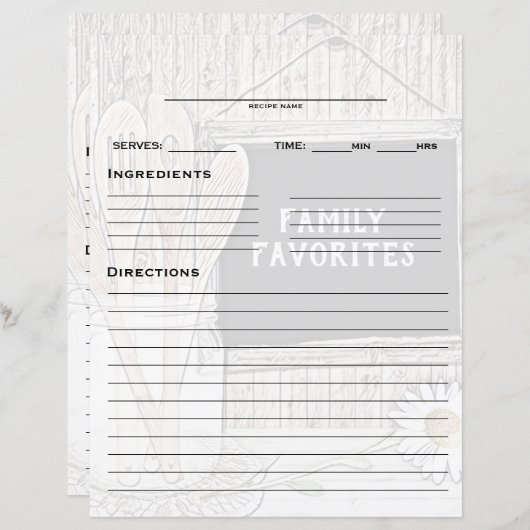 Recipe Binder Beilage (Vorne/Hinten)