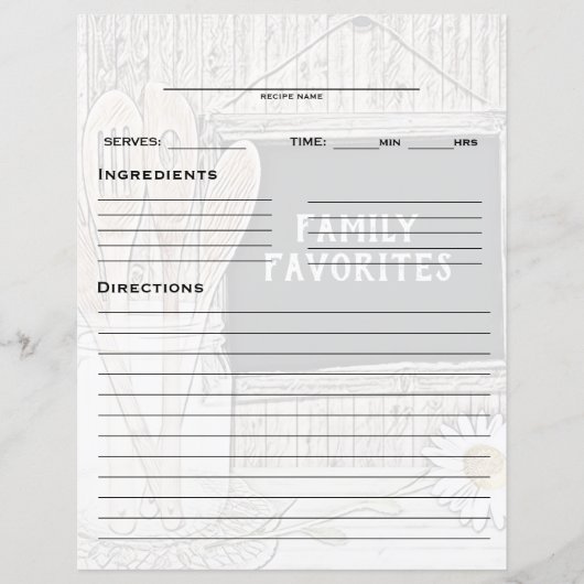 Recipe Binder Beilage (Vorderseite)