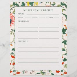Recipe Binder Page | Familienname | Blühende Blume