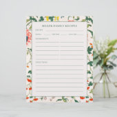 Recipe Binder Page | Familienname | Blühende Blume (Stehend Vorderseite)