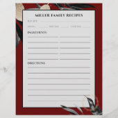 Recipe Binder Page | Familienname | Burgund (Rückseite)