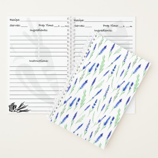 Recipe Book (14 x 21,6cm) - Lavender Pattern Notizblock (Innen)