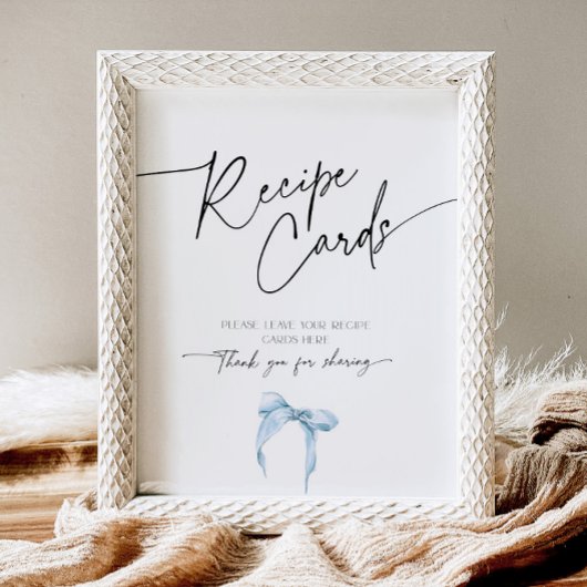 Recipe Card Brautparty Etwas Blue Dusty Bow Sockelschild