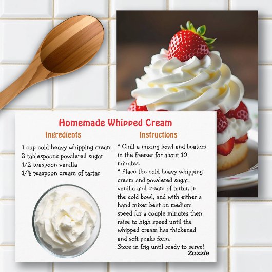 Recipe Card for Homemade Whipped Cream Postkarte