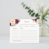 Recipe Card Marsala Blume Brautparty (Stehend Vorderseite)
