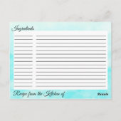 Recipe Card Ocean Shore Beach Hochzeit Postkarte (Rückseite)