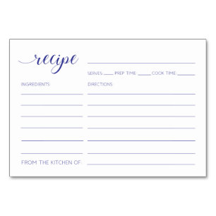 Recipe Cards Navy Blue Brautparty Tischnummer