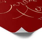 Recipe Cards Red and Gold Bridal Shower Sign Poster (Ecke)