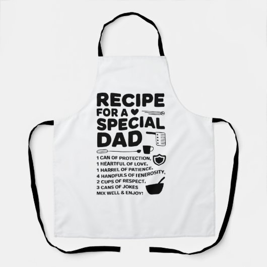 Recipe for a Special Dad Kitchen Love, Respect Schürze (Vorderseite)