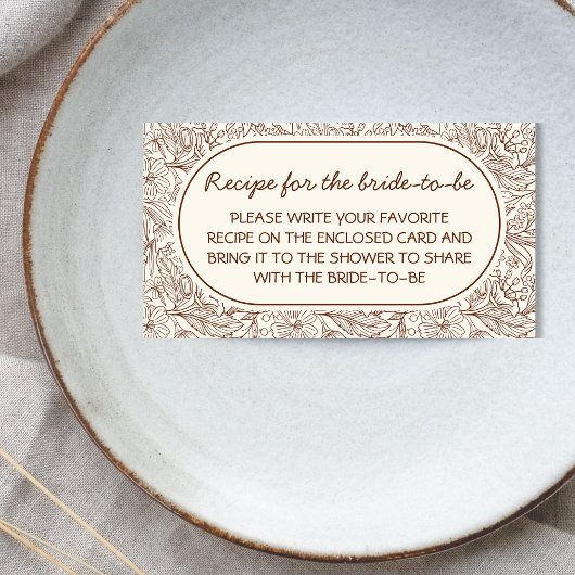 Recipe For Bride Floral Brown Handwritten Begleitkarte