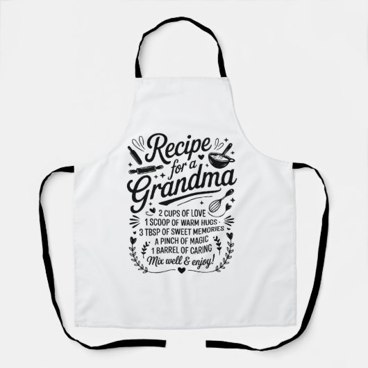 Recipe for Grandma Kitchen Love, Hugs & Sweet Memo Schürze (Vorderseite)