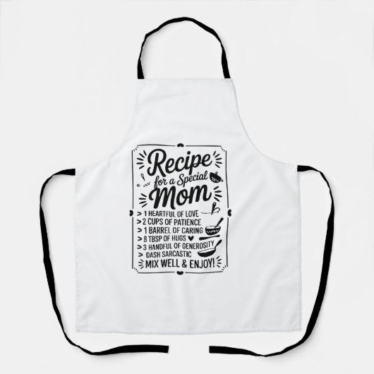 Recipe for Mom Kitchen Love, Care & Warmth Quote Schürze (Vorderseite)