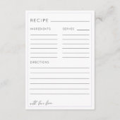 Recipe For the Bride Purple Bridal Shower Begleitkarte (Rückseite)