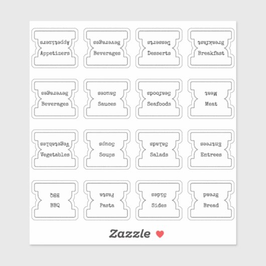 Recipe Index Divider Side Tab White Folding Aufkleber (Blatt)