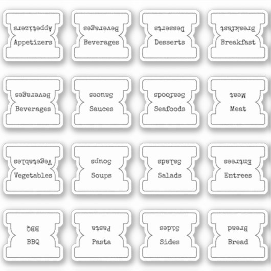 Recipe Index Divider Side Tab White Folding Aufkleber (Vorderseite)