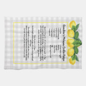 Recipe Keepake Lemons Gelb Grau Kariert Geschirrtuch (Horizontal)