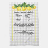 Recipe Keepake Lemons Gelb Grau Kariert Geschirrtuch (Vertikal)