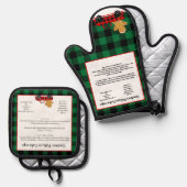 Recipe Keepake Weihnachten Rotes grünes Lebkuchen Ofenhandschuh & Topflappen-Set (Vorderseite/Rückseite)