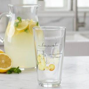 Recipe Lemonade Drink Wasserfarben Zitronen Glas
