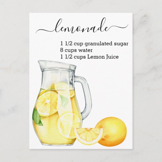 Recipe Lemonade Drink Wasserfarben Zitronen Postkarte (Vorderseite)