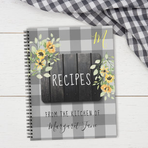 Recipe organizer cookbook farmhouse kitchen rustic notizblock