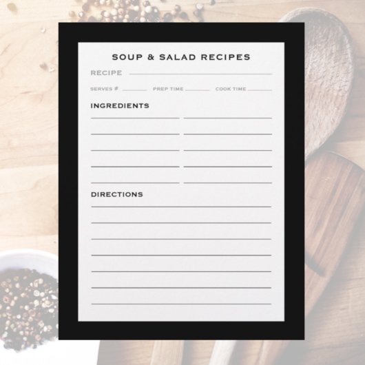 Recipe Page | Soup & Salad | Simple Black White