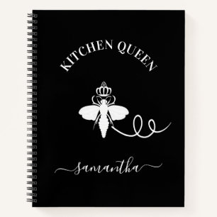 Recipe Queen bee Küchenchef Name Schwarz-weiß Notizblock