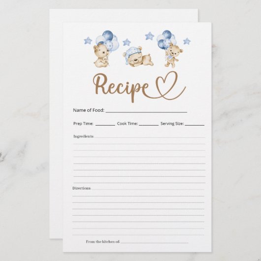 Recipe Teddy Bear Boy Babydusche (Vorne/Hinten)