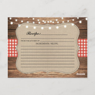 Recipe Wedding Brautparty Cards Roter Karo Postkarte