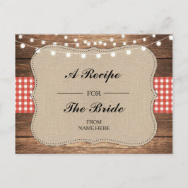 Recipe Wedding Brautparty Cards Roter Karo Postkarte